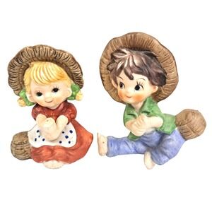 Vtg 90s Homco Country Fishing‎ Boy And Girl No Pole Decor